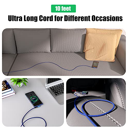 Ultimate 10 ft Type C Fast Charging Cable – 90-Degree USB to USB C Braided Cord (3-Pack) for i Phone 16/15 and Galaxy S Series – Enhanced Durability & Vibrant Colors for Seamless Charging Experience