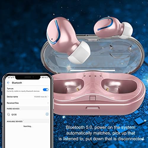 Sleek Rose Gold Mini Wireless Earbuds – Bluetooth 5.0 TWS Headphones with IPX7 Waterproof Rating, Hi-Fi Stereo Sound & Compact Charging Case for Seamless Audio on i Phone, Samsung & Android Devices – Perfect for Sports & Daily Use
