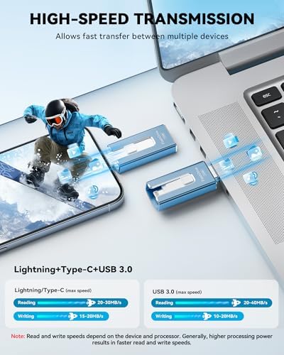 MFi Certified 256 GB Flash Drive – Ultimate Memory Solution for i Phone & i Pad Users, High-Speed Data Transfer for Effortless Photo & Video Backup, Multi-Device Compatibility with Android & PC, Compact USB Thumb Drive for On-the-Go Storage (Black)