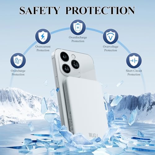 Suction-Enabled 5000 m Ah Wireless Power Bank – Ultra-Fast 22.5 W Portable Charger with USB-C for i Phone 16/15/14/13/12 & Android Devices – Sleek Blue Design for Effortless Charging on the Go
