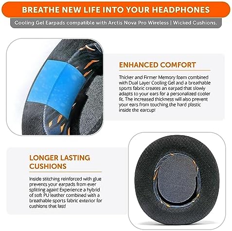 Experience Ultimate Comfort with WC Freeze Nova Pro Wireless Cooling Gel Earpads for Arctis Nova Pro – Exclusive 90’s Black Design, Enhanced Durability & Sound Isolation, Tailored Fit for Gamers Seeking Maximum Performance and Prolonged Play Sessions