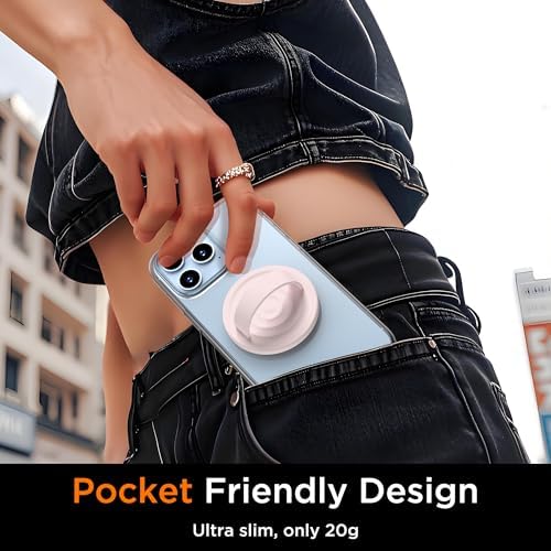 Upgraded Magnetic Phone Grip for i Phone: Premium Silicone Loop Holder with Mag Safe Compatibility – Ergonomic 360-Degree Stand, Non-Slip Design in Sleek Black for Enhanced Comfort and Secure Handling on i Phone 16/15/14/13/12 Pro Max/Plus