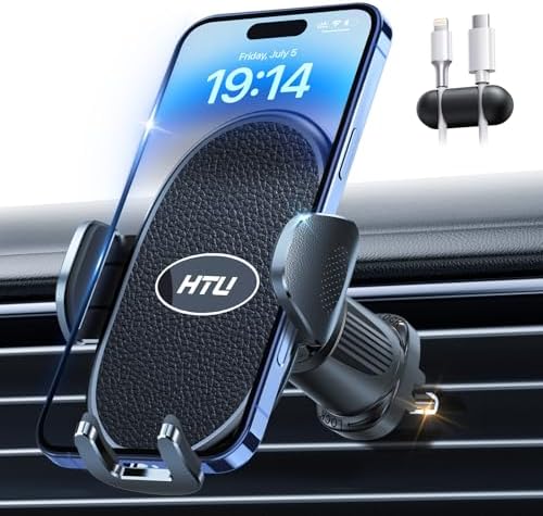 HTU Military-Grade Car Phone Holder – Heavy-Duty 360° Adjustable Vent Mount for i Phone 12-16 Pro Max & Samsung Devices – Unparalleled Stability with Steel-Hook Design for Hands-Free Safety – Effortless Tool-Free Installation & Premium Durability for Daily Use