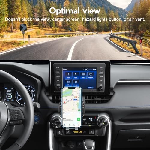Upgraded Car Phone Mount Compatible with Toyota Rav4 2025 2024 2023 2022 2020 2021 2020 2019 Accessories, RAV4 Hybrid Cell Phone Holder Metal Base Adjustable Phone Stand for All Smartphone – Enhanced Compatibility and Speed