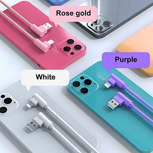 Premium 10 FT Nylon Braided i Phone Charger 3-Pack – MFi Certified USB A to Lightning Cables with 90-Degree Connector Design for Effortless Charging Compatibility with i Phone 14/13/12/11/X/Max/8/7/6/6 S/5/5 S/SE/Plus/i Pad – Fast Charging & Durable Performance for Everyday Use