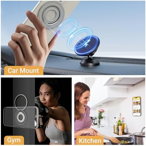 OPSO Mag Safe-Compatible Magnetic Phone Ring Holder – 360° Rotating Grip with Adjustable Kickstand for i Phone 16/15/14/13/12/Pro/Max & Universal Smartphones – Ergonomic Design for Enhanced Stability, Style, and Hands-Free Convenience