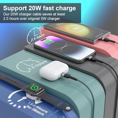 Universal 4-in-2 Travel Charging Cable – 6 FT Versatile Connector for Apple Watch, i Phone, Android Devices, i Pad & Air Pods – Stylish Pink Design for Effortless Portability – Fast Charging & Enhanced Compatibility for All Your Tech Needs – Essential Travel Accessory for Modern Device Users