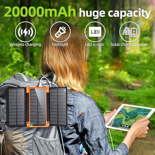 Maximize Your Charging Potential with Our 20,000 m Ah Solar Power Bank – Wireless Compatibility, Multi-Port Functionality, and Real-Time LED Display for Ultimate Convenience on the Go