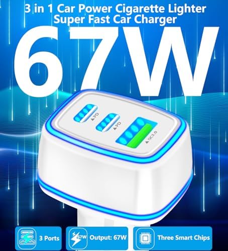 KYOHAYA 90 W Car Charger Bundle – 4-Port USB-C & USB-A Fast Charging Adapter for i Phone 16/15/14/13/12/11 Pro, Galaxy S25/S24, Google Pixel – High-Speed Dual Charging Solution for Road Trips and Daily Commutes – Durable, Compact Design for Enhanced Compatibility and Performance