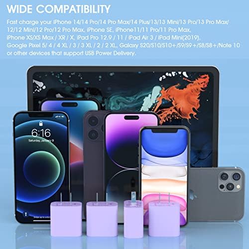 i GENJUN 4 Pack USB C Fast Charger Block – 20 W Power Delivery 3.0 Wall Adapter for i Phone 16/15/14, Galaxy & Pixel – Portable Type C Power Adapter for Air Pods Pro – Compact Travel Essential with Superior Speed and Compatibility