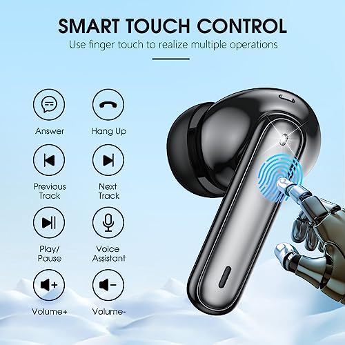 Unleash Superior Audio Performance with Sea Blue Wireless Earbuds – Featuring Bluetooth 5.3 for Rapid Connection, 40-Hour Endurance, Deep Bass Enhancement, and Noise Cancelling Technology – IP7 Waterproof for All-Weather Use with i Phone & Android Compatibility