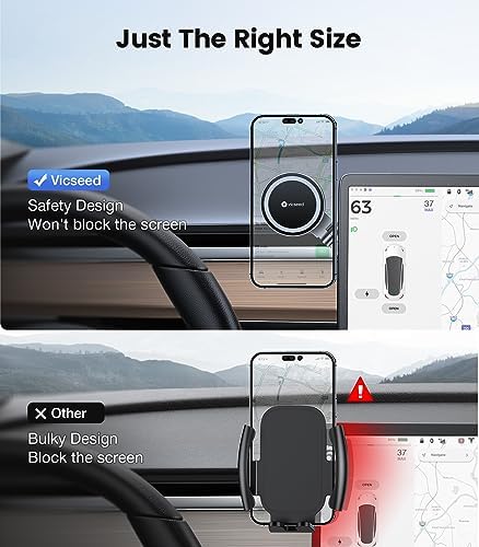 VICSEED Tesla Phone Mount – Ultimate Magnetic Holder for Model 3/Y/Cybertruck – Foldable and Sleek Design for All Phones Including Mag Safe – Secure, Stylish, and Tool-Free Installation for Enhanced Driving Safety and Convenience