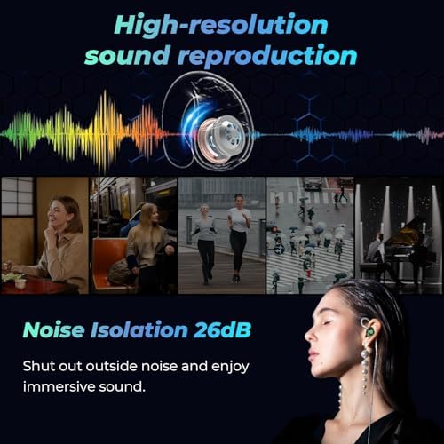 Hi Fi Go JUZEAR Flare High-Performance IEM Cable – Premium 6 N Single-Crystal Copper & Silver-Plated Hybrid Audio Cable with Interchangeable Gold-Plated Plugs (3.5 mm/4.4 mm) for Exceptional High-Resolution Sound – Stylish Rainbow Finish for Enhanced Durability and Compatibility with Audiophile Gear