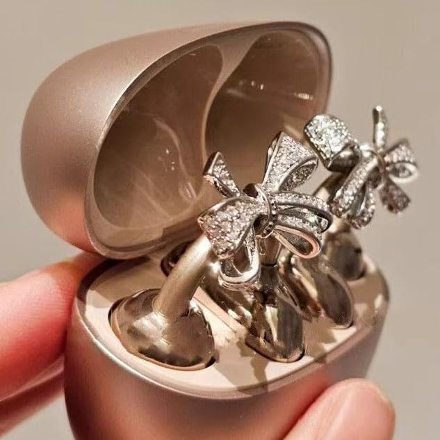 Elevate Your Earbuds with a Chic Silver Rhinestone Bow Clip-On Accessory – Customizable DIY Earbud Decor for Fashion-Forward Audio Enthusiasts – Perfect for Daily Use & Special Events