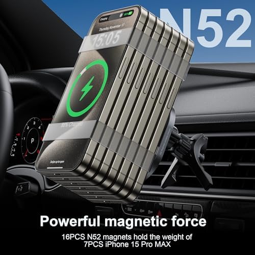 for Qi2 15W MagSafe Car Mount Charger,Dash & Vent Wireless Cars Mount Charger Phone Holder Mounts for iPhone 16/15/14/13/12, Galaxy S25, Fast Charging for Magnetic iPhone Car Accessories – Enhanced Compatibility and Speed