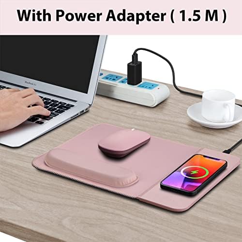 Transform Your Desk with the 15 W Ergonomic Wireless Charging Mouse Pad – Fast Qi Charging for i Phone 11-16 & Samsung Devices – Stylish Black With Detachable Wrist Support for Ultimate Comfort and Productivity