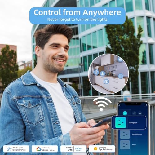 Smart Power Strip with Voice Control – Usee Link 4 AC Outlets & 4 USB Ports (2 A, 2 C) Surge Protector, 5 ft Cord, Wi-Fi Enabled for Alexa & Google Home, No Hub Required, Sleek Black Design for Modern Charging Solutions