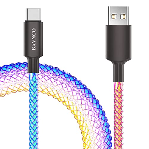 USB Type C Cable, 3.3ft LED RGB Gradual Light USB A to Type C Charger Cord 66W Fast Charging USB C Cable for iPhone 15 Plus Pro Max, Samsung Galaxy S24 S23 S21 S20 Plus, LG More Android Phone – Enhanced Compatibility and Speed