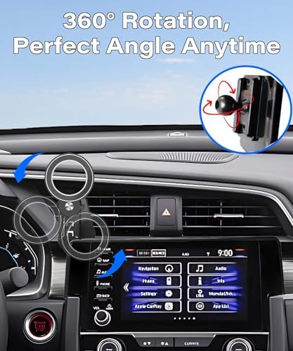 Revolutionize Your Honda Civic Driving Experience with the Premium Magnetic Phone Holder – 360-Degree Rotating Mount for 5/7-Inch Screens | Hands-Free Convenience & Enhanced Safety | Perfect Smartphone Cradle for 2016-2021 Models