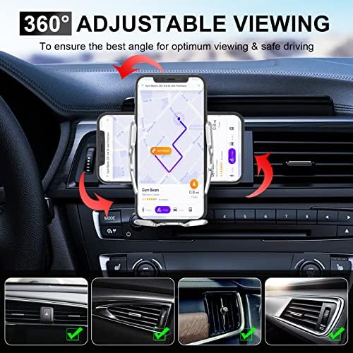 15 W Qi Wireless Car Charger Mount with Auto-Clamping Feature – Versatile Phone Holder for i Phone & Samsung, Long Arm Suction Cup for Dashboard, Windshield, and Air Vent – Effortless Hands-Free Charging for Ultimate Convenience