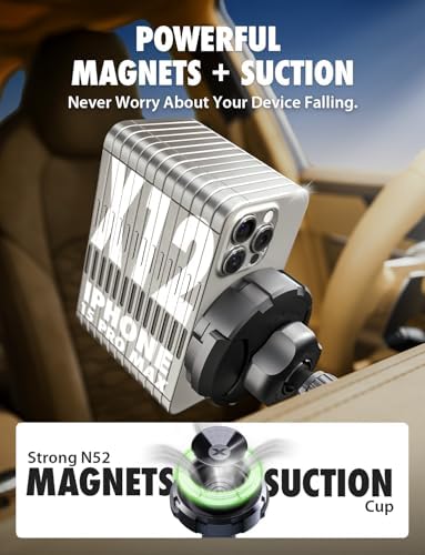 Bracketron Magnetic Car Mount for Cell Phone, MagAlign Max Car Vent Phone Mount【Strongest Magnetic+ Suction】, Vent Phone Mount for Car for iPhone 16 Pro Max 15 14 13 12 – MagSafe Car Accessories – Enhanced Compatibility and Speed