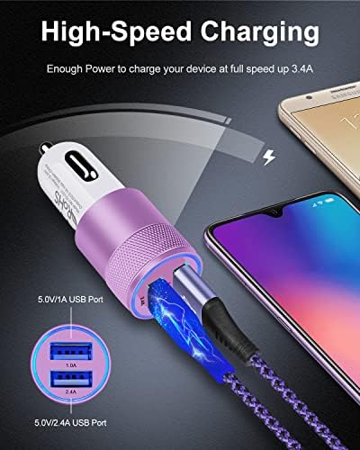 Rapid Charge Dual USB Car Charger Set – 2-Pack, 3.4 A High-Speed Adapter for i Phone 15/14/13/12/11 Pro Max & Samsung Galaxy S23/S22/S21 – Compact Design with Enhanced Safety and Compatibility for Effortless On-the-Go Power Solutions