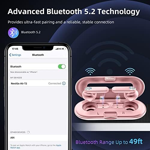 Nexi Go Air T2 Ultra-Thin Wireless Earbuds – Superior Qualcomm QCC3040 Chipset, Bluetooth 5.2 for Instant Connectivity, 4-Mic CVC 8.0 Noise Cancelling for Exceptional Clarity, apt X High-Definition Sound, 28-Hour Playtime with Quick USB-C Charging, IPX5 Waterproof Design for Active Lifestyles – Sleek Black Finish for Ultimate Comfort and Style