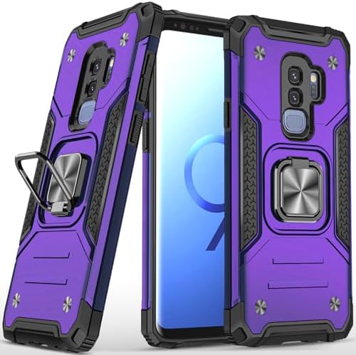 Rugged Military-Grade Shockproof Case for Samsung Galaxy S9 Plus – Red Armor with Built-in Kickstand and Magnetic Car Mount for Ultimate Protection and Style – Perfect for Active Lifestyles