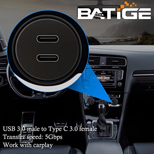BATIGE Waterproof Dual Port USB-C 3.1 Flush Mount Cable for Vehicles – 3 ft Male to Female Extension for Car, Truck, Boat, and Motorcycle – High-Speed Data Transfer and Charging Solution with Sleek Design and Enhanced Durability