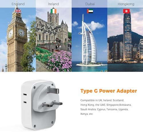 TESSAN Universal European Travel Power Adapter – 3 High-Speed USB Ports (2 USB-C) & 4 AC Outlets for Seamless Device Charging Across France, Germany, Spain, Greece & More – Compact Multi-Port Solution for Global Travelers – Ultimate Type E/F Plug Converter for Efficient Connectivity