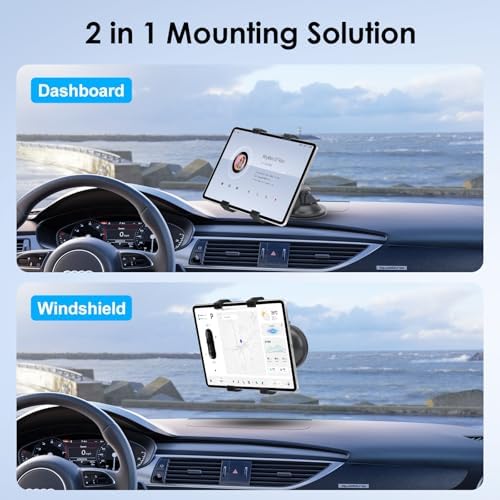 Linkstyle 360-Degree Rotation Car Tablet Holder – Universal Suction Cup Mount for 7-10.5 Inch Tablets – Perfect for Navigation, Entertainment, and Hands-Free Driving – Secure and Adjustable Dashboard Accessory for Ultimate Convenience