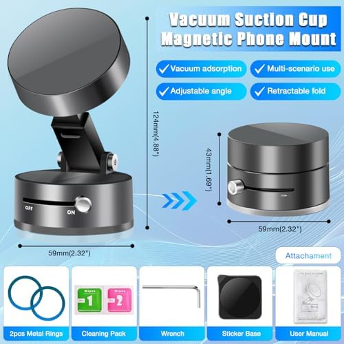 Ultimate 360° Magnetic Suction Cup Phone Mount – Adjustable, Foldable Design for All Smartphones – Effortless Hands-Free Navigation with Robust Grip on Any Surface – Perfect for Safe Driving and Stylish Functionality