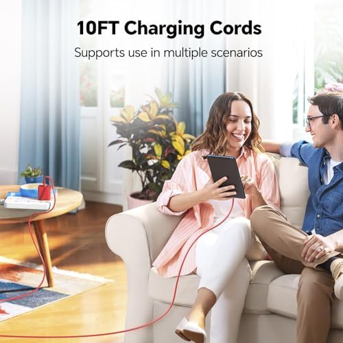 Ultimate Fast Charging i Phone Accessory Kit – 3 Pack 10 FT USB C Cables & 20 W Charger Block for i Phone 15/16 Pro/Max/Plus & i Pad Models – Sleek Red, White, Black Design for Enhanced Compatibility & Rapid Power-Up Performance