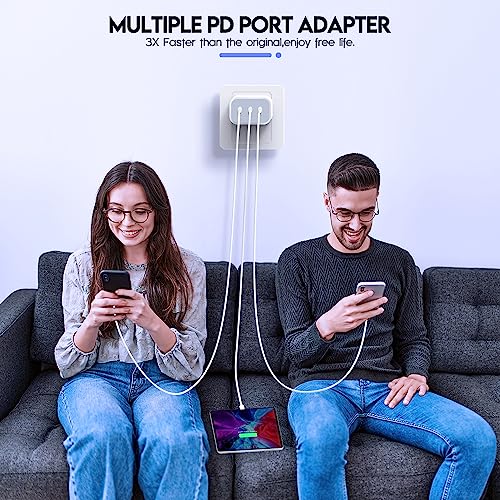 i Phone 16 Charger Block, 35 W 3-Port USB-C Fast Charging Adapter [2 Pack] – Multi-Device Power Delivery Wall Cube for i Phone 11-16, i Pad, Galaxy, and Pixel – Ultra-Compact Design for Travel and Everyday Use, Enhanced Safety Features