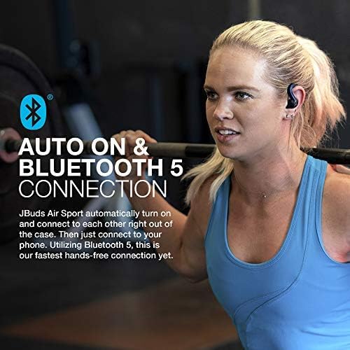 JLab JBuds Air Sport True Wireless Bluetooth Earbuds – IP66 Sweat-Resistant with 30-Hour Playtime, Class 1 Bluetooth 5.0, and Customizable EQ Sound Modes for Ultimate Workout Performance and Daily Listening