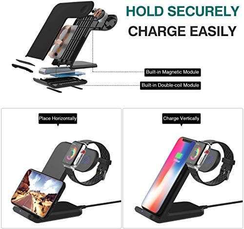 Revolutionize Your Charging Routine with the 2-in-1 Wireless Charging Dock for i Phone and Apple Watch – Fast Qi Charger Offering 7.5 W Power for i Phone 11/11 Pro Max/XR/XS/8 & Galaxy Note 10/S10/S9 – Elegant Space-Saving Design Perfect for Home & Office Empowerment