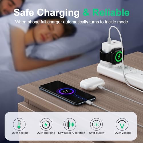 20 W PD 3-in-1 Fast Charger for Apple Watch, i Phone & Air Pods – Magnetic Wireless Charging Station with Dual USB Ports – Compact USB-C Wall Charger for Ultimate Portability and Enhanced Device Compatibility