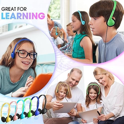 Yunsailing 24-Pack Over-Ear Headphones – Premium Wired Audio Experience for Kids & Adults – Perfect for Classrooms, Travel, and Study Sessions – Comfortable Adjustable Fit with Cushioned Ear Pads for All-Day Use – Durable and Versatile Headset Solution