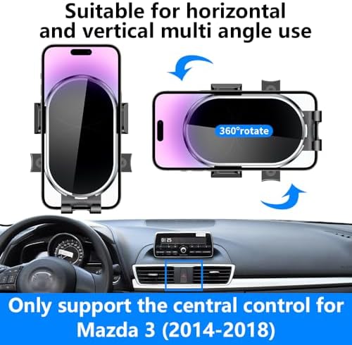 Mazda 3 Custom Dashboard Phone Holder (2014-2018) – Premium Auto Phone Mount for Enhanced Navigation & Hands-Free Safety – Sleek Mobile Cradle with 360° Rotation & Easy Installation – Perfect Mazda 3 Accessory for All Smartphone Sizes