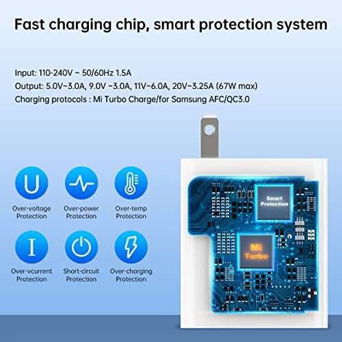 67 W Ultra-Fast Wall Charger for Xiaomi Devices – Quick Charge Adapter with 3 ft Type-C Cable for Mi 15, 14, 13, 12 Series & Redmi Models – Compact, Portable, and Highly Compatible Power Solution for Modern Lifestyles