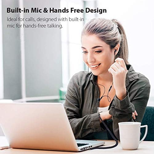Avantree 18 ft Long Cord Earbuds with Microphone for TV & PC – Superior Audio Quality Metal Stereo In-Ear Headphones with Noise Isolation, Extra Comfortable Design for 3.5 mm Devices – Perfect for Movies, Music & Hands-Free Calls
