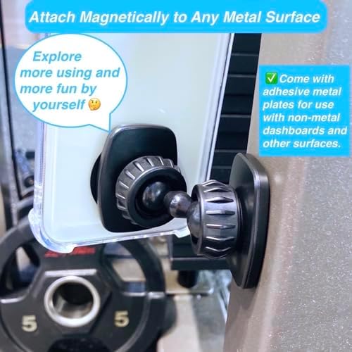Premium Dual Magnetic Gym Phone Holder Mount – Enhanced Stability with Upgraded Metal Joint, Pocket-Sized Design for All Smartphones – Ultimate Hands-Free Workout Companion and Secure Grip for Active Lifestyles