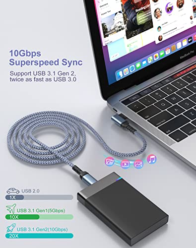 Premium 2-Pack USB C Charger Cable – 6 FT Right Angle Design for 100 W PD Fast Charging & 10 Gbps Data Transfer – Compatible with i Phone 15 Series, i Pad Pro, Mac Book & Samsung Galaxy S23/S22 – Durable Nylon Braided for Optimal Performance and Convenience