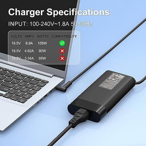 Ultra-Slim 65 W USB-C Laptop Charger for HP Spectre, Envy & Elite Series – Fast Charging AC Adapter for X360, Chromebook, and ZBook – Enhanced Compatibility & Travel Efficiency – Ideal Power Solution for Professionals and Students