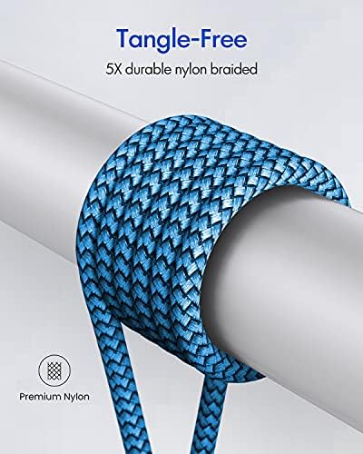 20 ft Braided USB C to C Charging Cable – Ultra-Durable 60 W Power Cord for Fast Charging, Compatible with Samsung Galaxy, Pixel, i Pad Pro/Air, Mac Book Pro/Air – Ideal for Hassle-Free Device Connectivity and Extended Reach