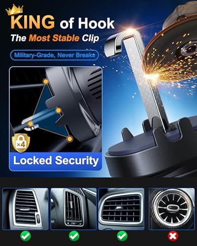HTU 2025 Mag Safe Car Mount – Advanced 5-in-1 Magnetic Phone Holder for i Phone with Robust Suction Power and Customizable Bendable Design for Dashboard, Windshield, and Vent – Elegant Light Rose Finish, Safety Certified for Ultimate Reliability