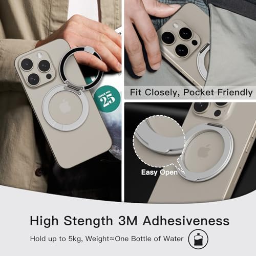 Advanced COOLQO 2-Pack 360° Rotating Phone Grip Ring Stand – Premium Magnetic Holders for Stress Relief & Enhanced Smartphone Stability – Universal Fit for All Devices – Elegant Silver Design for Car & Desk Use