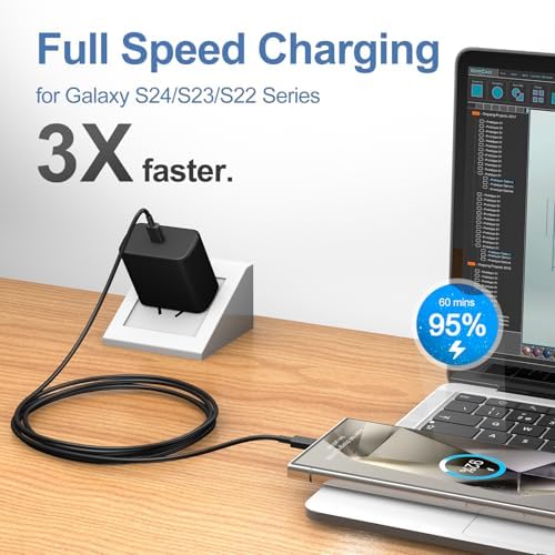 Dual-Port 45 W Super Fast USB C Charger for Samsung Galaxy S24/S23/S22/Note Series – Power Delivery & Programmable Power Supply for Rapid Charging, Enhanced Safety, and Travel-Friendly Design