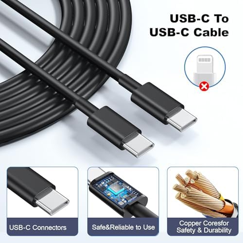Dual Port 20 W USB-C Fast Wall Charger Set with Two 6 FT Cables – High-Efficiency Power Adapter for i Phone 16/15 & Galaxy S24/S23/S22, Compact Travel Design, Enhanced Overcharge Protection and Universal Compatibility for Optimal Charging Performance
