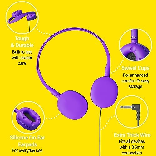 Maximize Student Focus with Maeline 30-Pack Adjustable On-Ear Headphones for Kids – Premium Sound Quality, Lightweight Comfort & Durable Design for Classrooms, Libraries, and Travel – Vibrant Multi-Colored Options, 3.5 mm Plug Compatibility, Effortless Maintenance for Young Learners